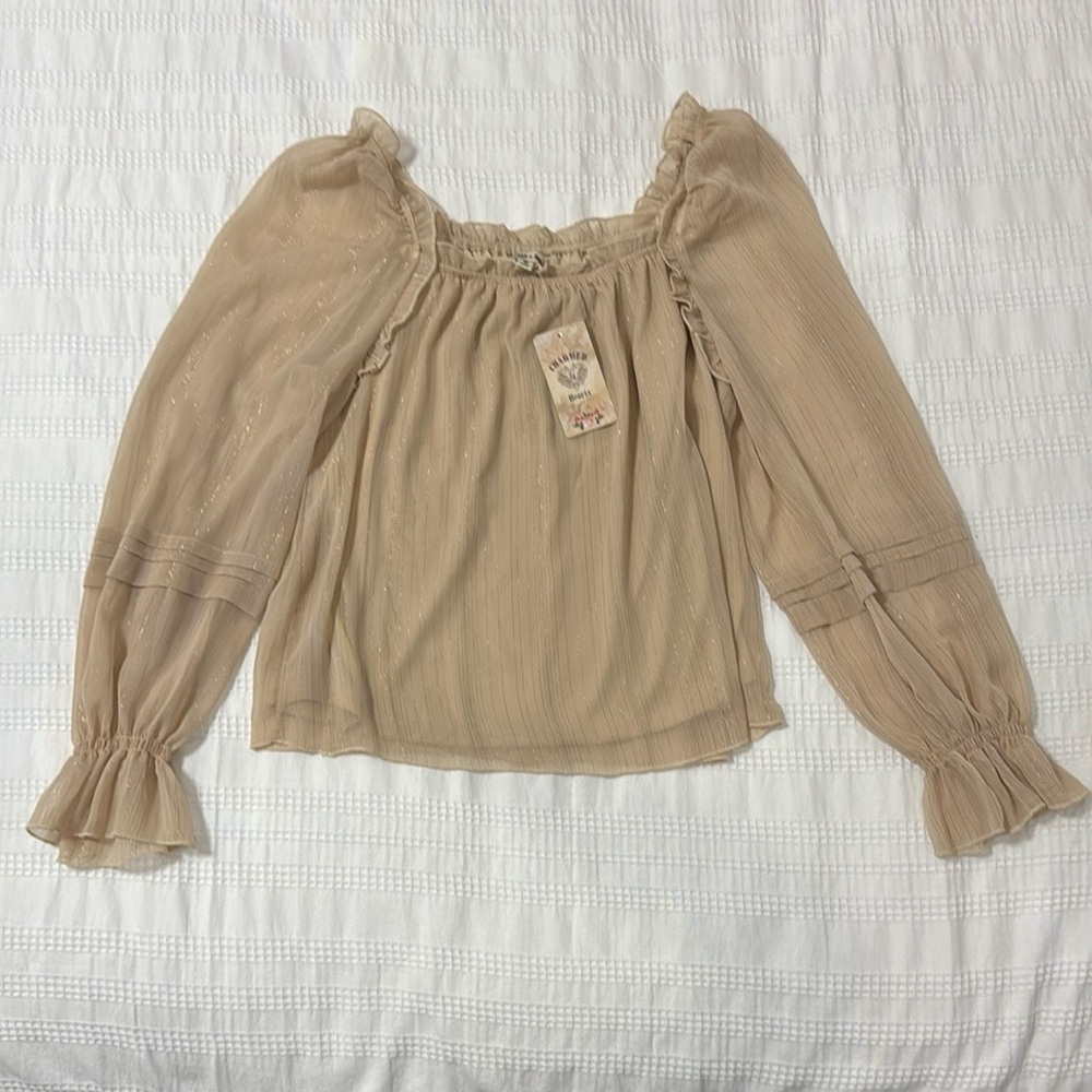 Elegant Blouse with Metallic Thread Detail